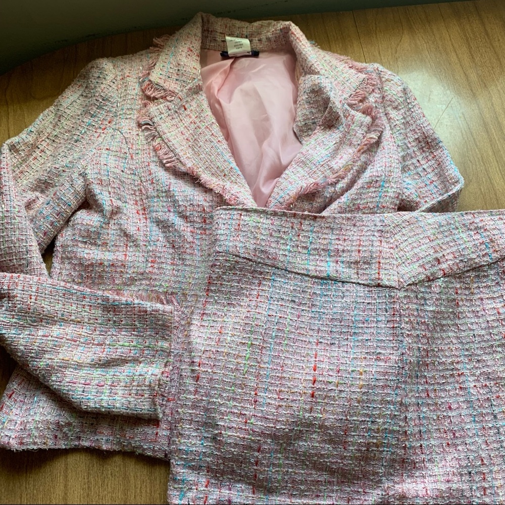 Vintage pink Tweed skirt suit set